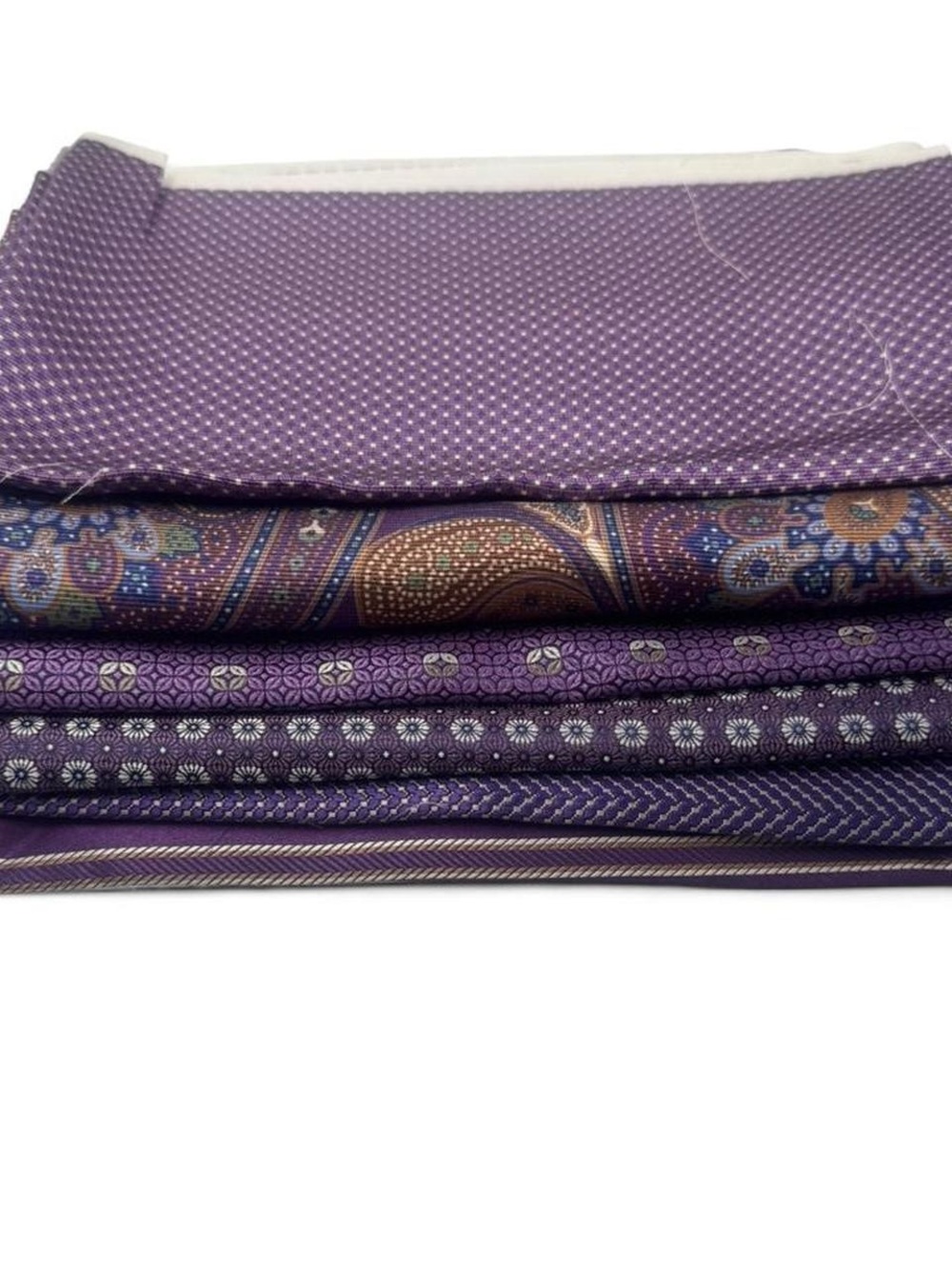 6pc bundle lot purple 100% Italian silk fabric Remnants